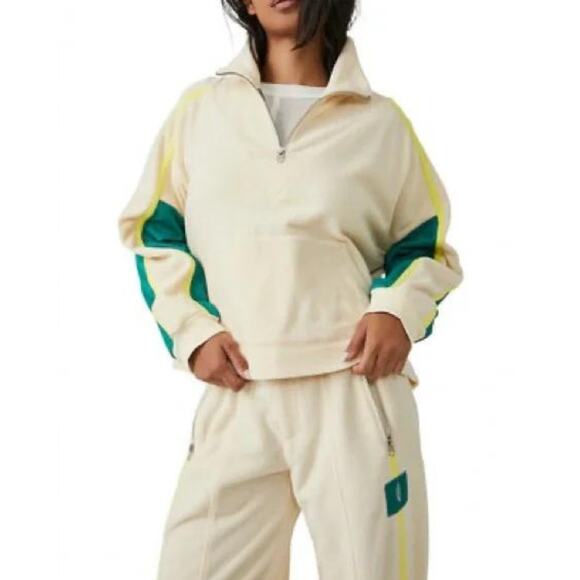 NEW Free People Movement Arena Fleece Pullover Ivory Combo Small Après Ski - Picture 10 of 10